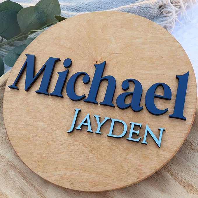 Custom Round Nusery Name Sign, Personalized 3D Baby Name Announcement Sign - Image 4
