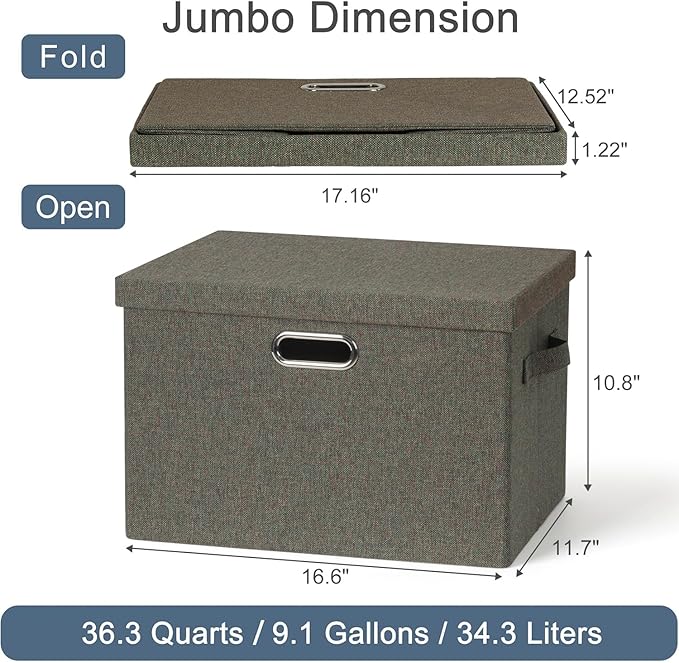 Graciadeco Large 17" 36 Quart Collapsible Stackable Storage Bins - Image 2