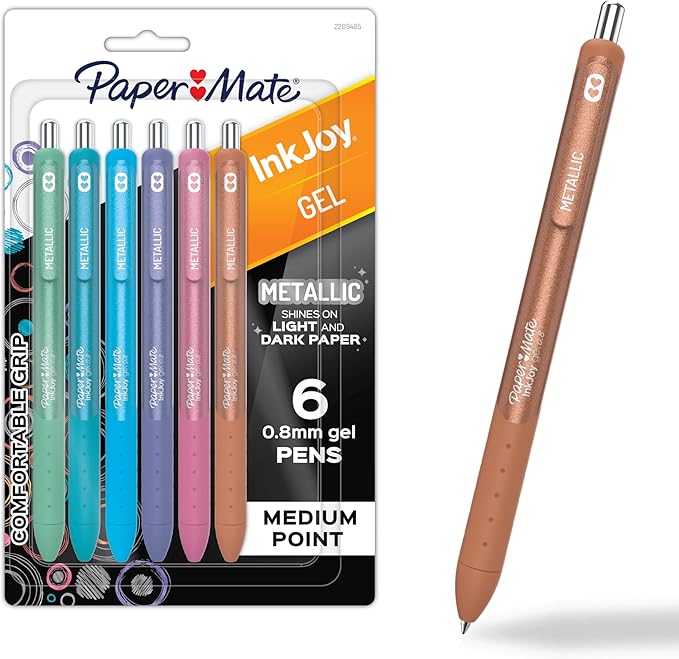 Paper Mate InkJoy Gel Pens, Retractable, Medium Point, Glittery Assorted Colors by PaperMate