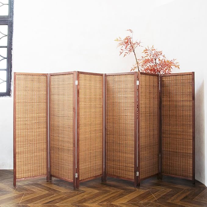 Furnnylane 6 Panel Short Room Divider Screen, Small Bamboo Panel Divider - Image 3