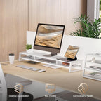Fenge Dual Monitor Stand for Desk, 42.5in Large Monitor Riser for 2 Monitors - Image 8
