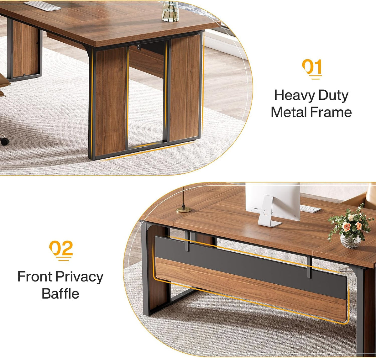Tribesigns 63‘’ L-Shaped Executive Desk, Office Table with 47-Inch Drawers Ca...
