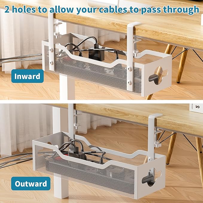 Under Desk Cable Management Tray White, Litwaro Cable Management Under Desk No - Image 4