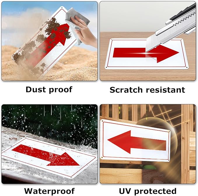 Red Arrow Sign Aluminum 10 x 5 Inch Heavy Duty Metal Waterproof Reflective - Image 3