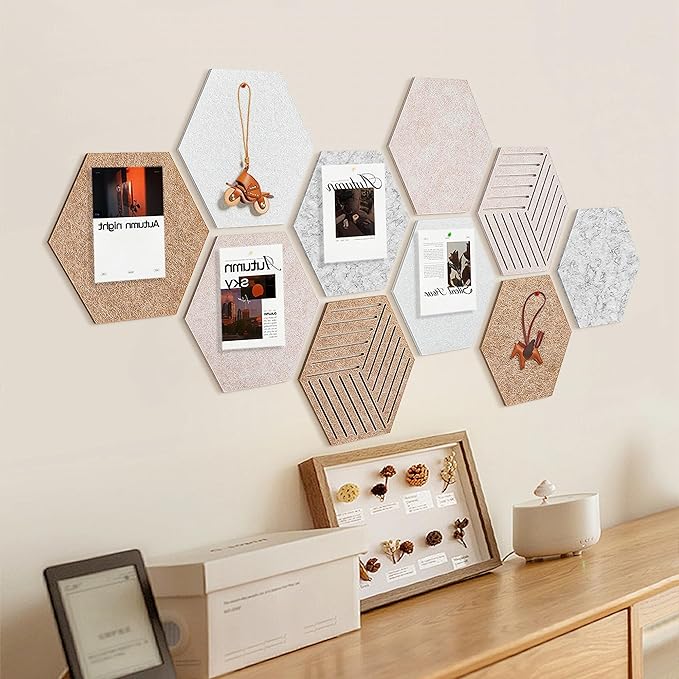 15'' Large Hexagon Cork-Bulletin Board Tiles Adhesive Frameless 10 Pack 15 x 13 - Image 9