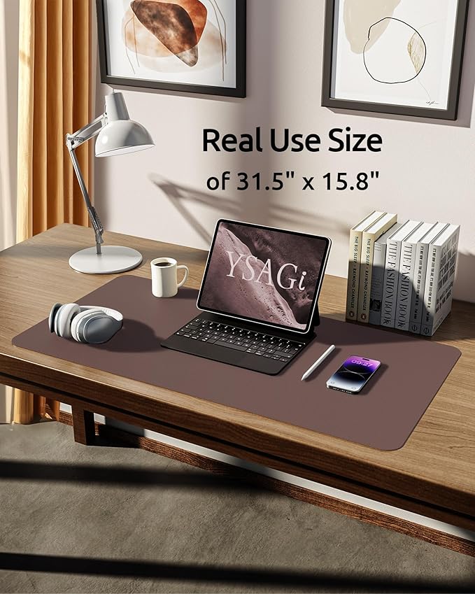 YSAGi Leather Desk Protector, Office Mat, Large Mouse Mat, Non-Slip PU Leather - Image 5