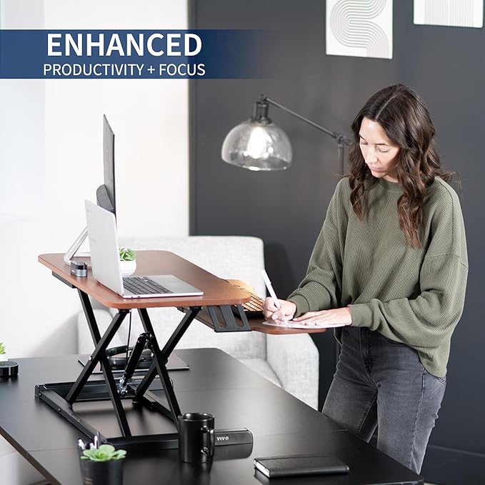 VIVO 42 inch Desk Converter, K Series, Height Adjustable Sit to Stand Riser - Image 4