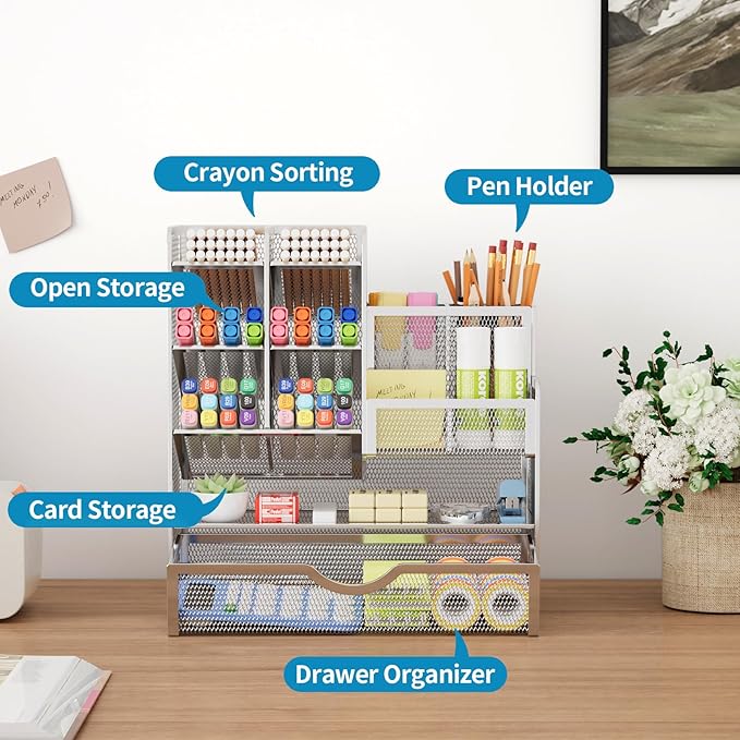 Marbrasse Mesh Pen Holder for Desk, Pen Organizer - Image 2