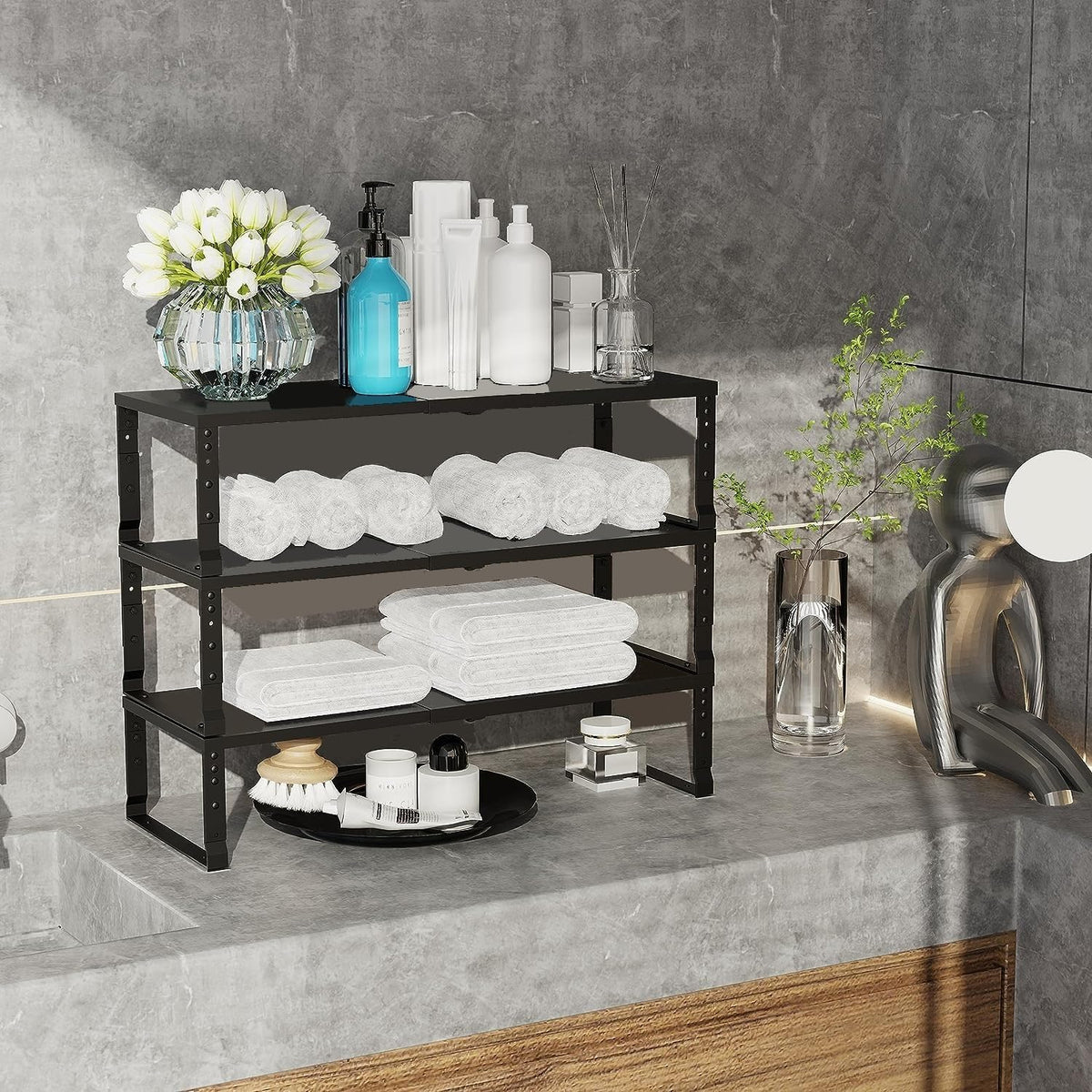Jojocross Expandable Cabinet Shelf Organizer Storage Spice Rack Shelves for K...