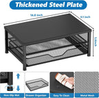 opnice computer monitor stand riser, desk organizer with, front angle view