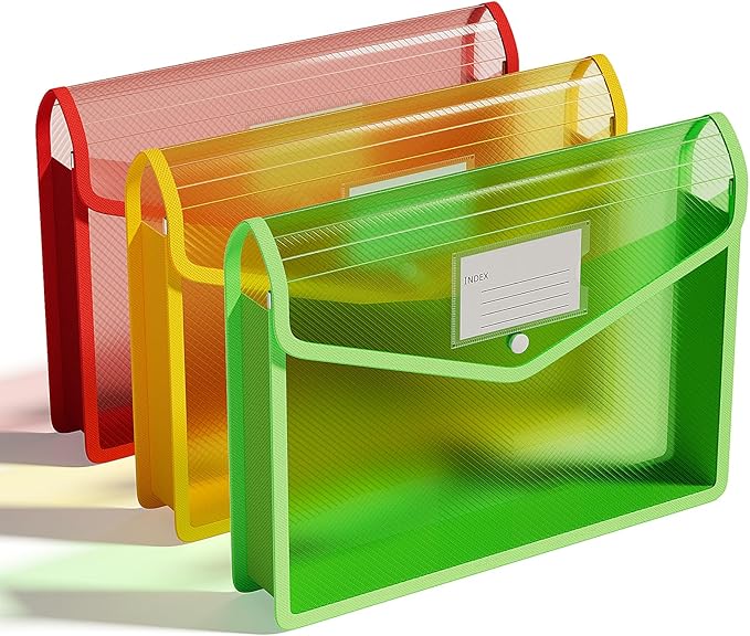 ThinkTex Plastic Expanding File Folder, Transparent envelopes by ThinkTex