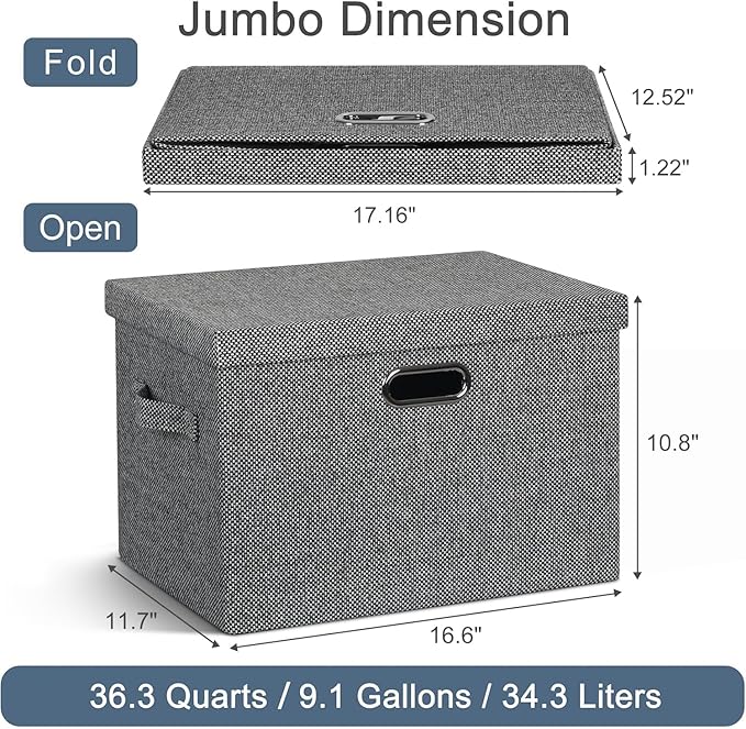 Graciadeco Large 17" 36 Quart Collapsible Stackable Storage Bins - Image 2