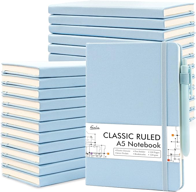 feela 24 Pack Journal Notebook for Work, Business Notebook Bulk Hardcover Lined by feela