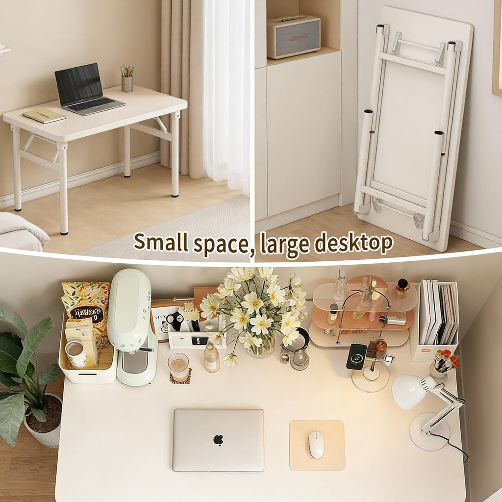 Small Folding Computer Desk - 31.5 Inch Foldable Small Spaces Compact Desk,No Assembly,Bedroom, Dorm and Apartment,Portable Study for Home Office Table