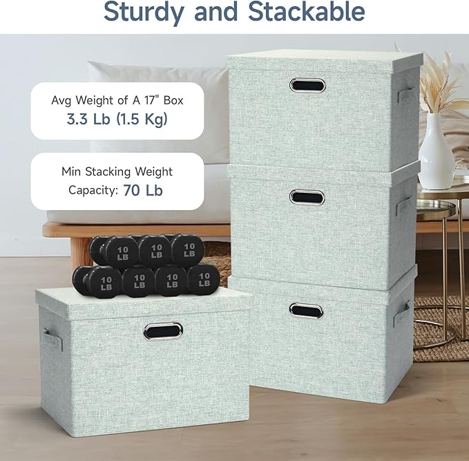 Graciadeco Large 17" 36 Quart Collapsible Stackable Storage Bins - Image 3