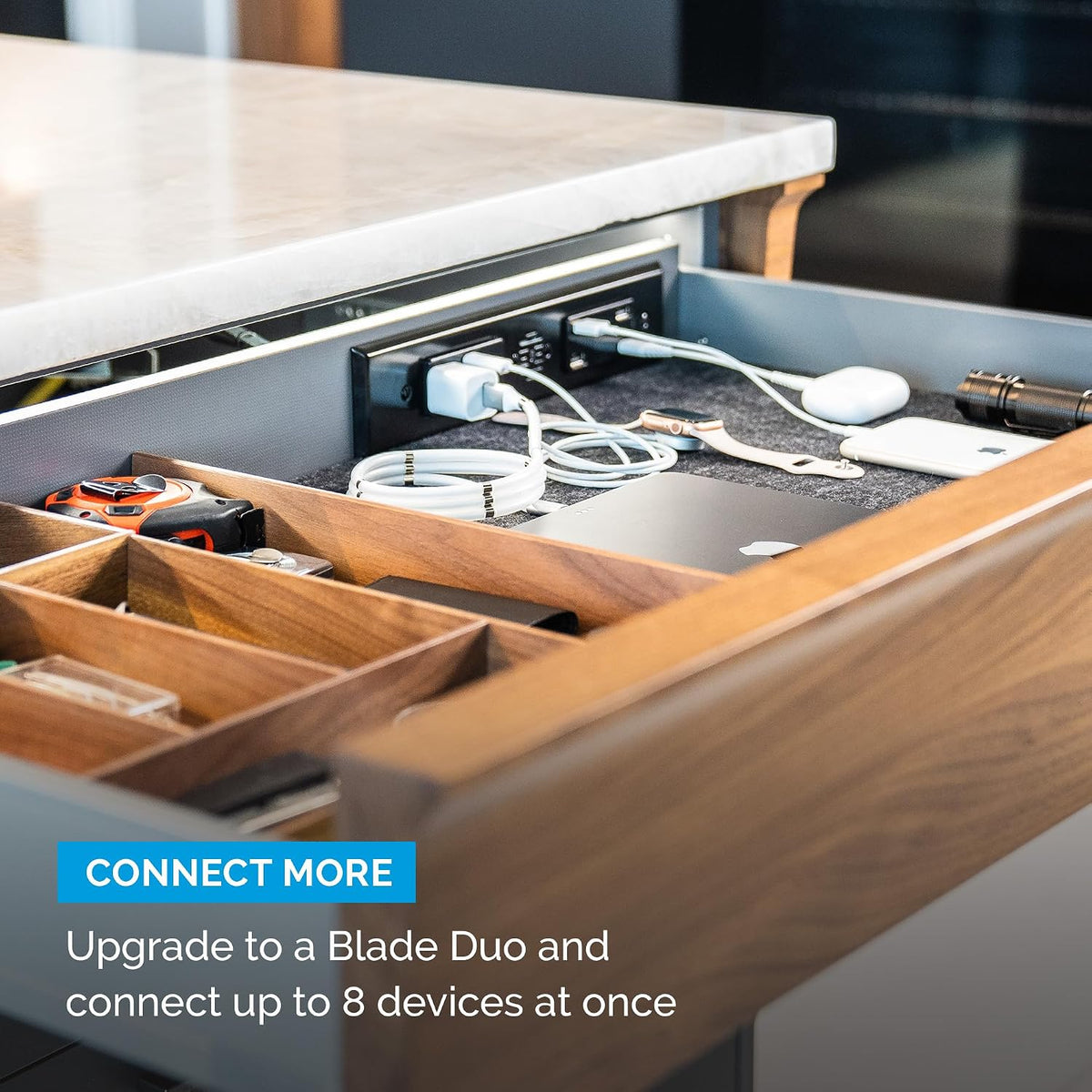 Docking Drawer Blade in-Drawer Outlet, 2 USB-C & 2 AC, Stainless Steel