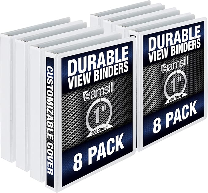 Samsill Durable 1 Inch Binder, Made in the USA, Round Ring Customizable Clear by Samsill