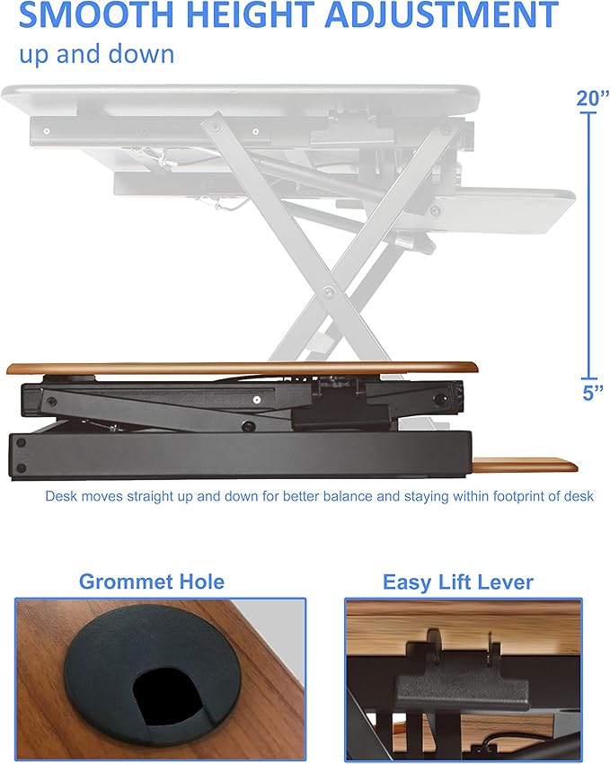 Rocelco 46" Large Height Adjustable Standing Desk Converter - Image 3