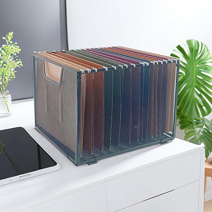 SREGGSIY 2 Pack Metal File Baskets, Hanging File Folder Organizer, Office File - Image 5