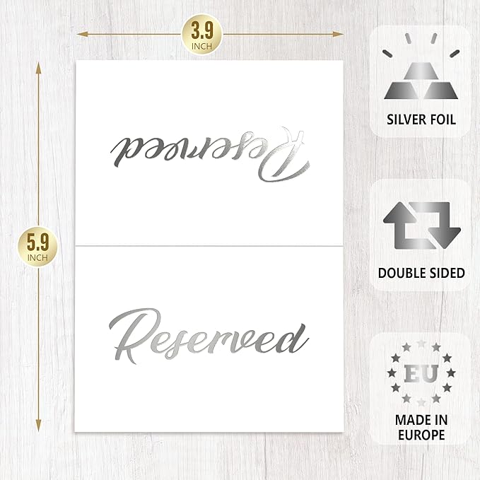 10 Pack Silver Reserved Table Signs - Image 6