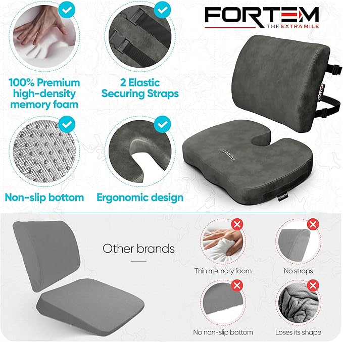 FORTEM Seat Cushion, Office Chair Cushion, Lumbar Support Pillow - Image 7