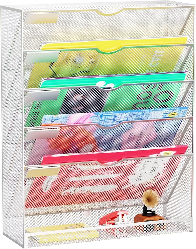 GDINDINFAN Hanging Wall File Organizer 6 Tier Wall Mounted File Holder Document by GDINDINFAN