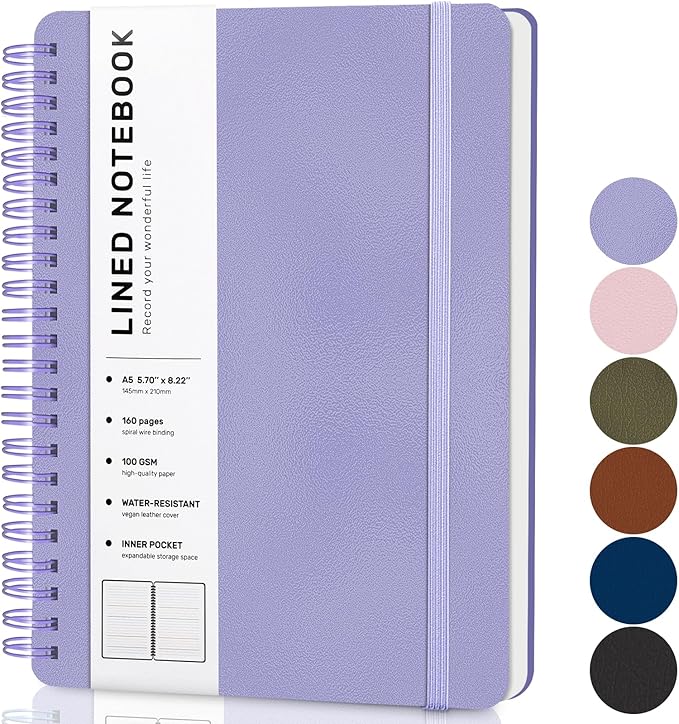 ABERLLS Purple Lined Spiral Journal Notebook by ABERLLS