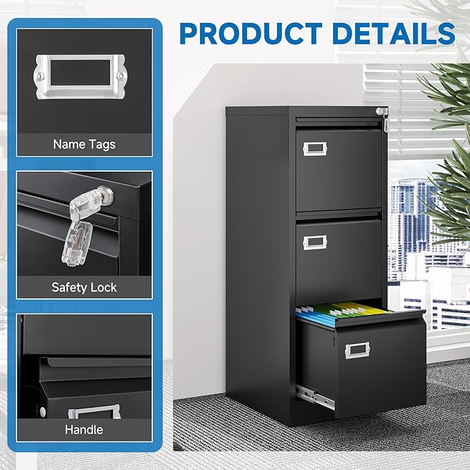 BYNSOE 3 Drawer File Cabinet - Image 8