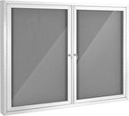 SWANCROWN Weather Resistant Enclosed Bulletin Board Gray Fabric Displays Boards