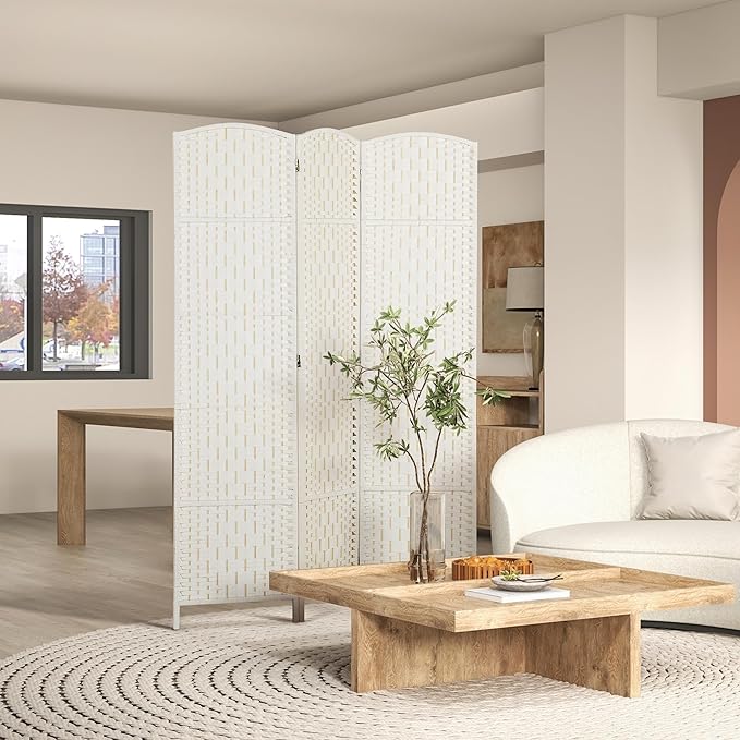 HOMCOM Room Divider, 3 Panel Folding Privacy Screen, 6FT Tall Portable Wicker - Image 2