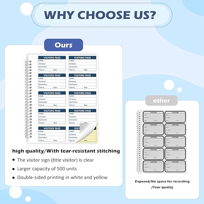 1 Pack of 500 Visitor Badges Registry Log - Image 3