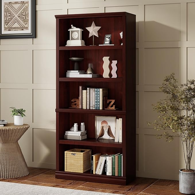 Bevfint Bookshelf, Open Storage 70 Inch Tall 5 Shelf Bookcase, Floor Standing - Image 4
