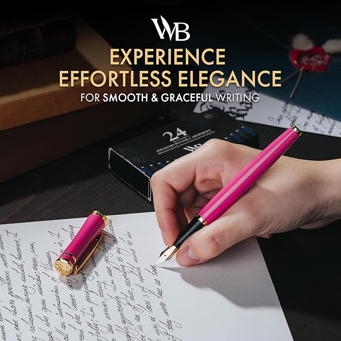 Wordsworth & Black Fountain Pen Set, Medium Nib, Includes 24 Ink Cartridges and - Image 2