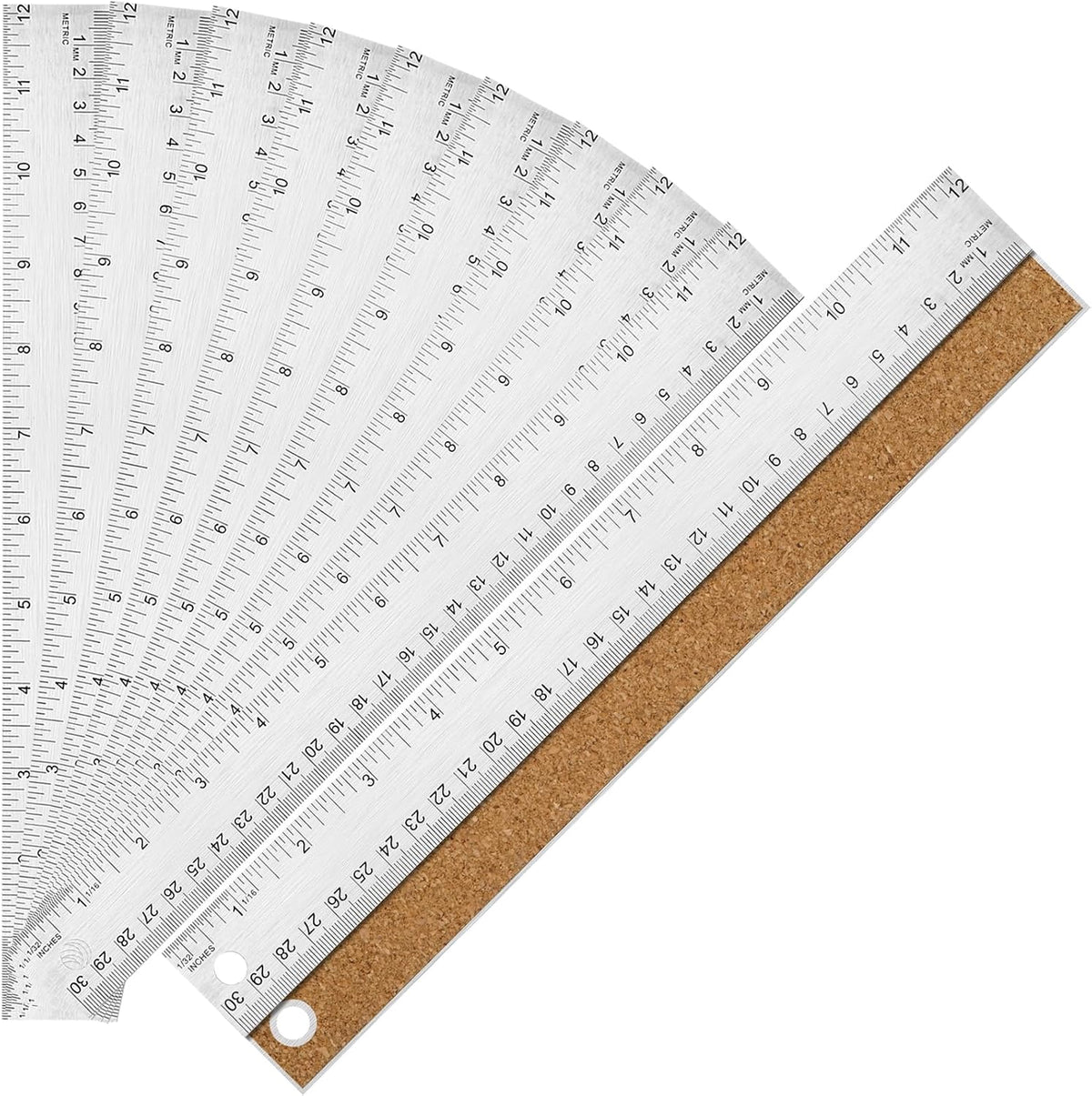 Metal Ruler with Cork Backing, 12 Inch Stainless Steel Rulers 12 Inch Metal