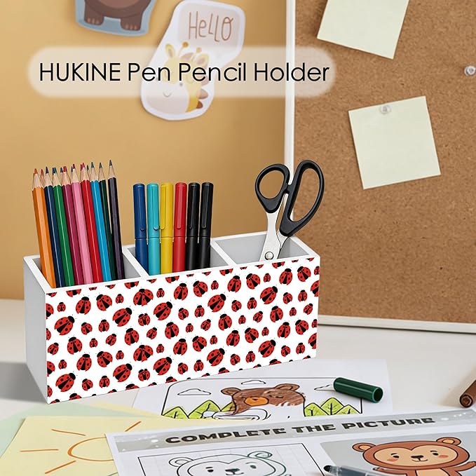 HUKINE Red Ladybug Pen Holder for Desk Decoration, Ladybug Gifts for Women - Image 2