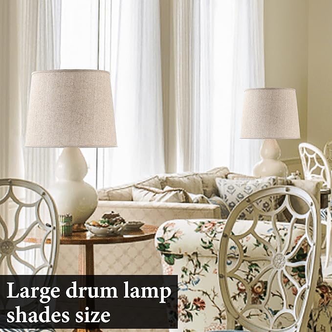 Drum Lamp Shade Large Beige 1 Pack, Modern Farmhouse Lamp Shades - Image 8