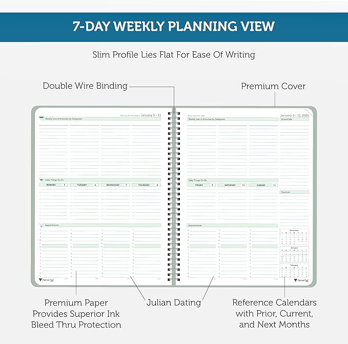 Planner Pad Spiral Bound January-December 2026/ Calendar Year 8 1/2" x 11" - Image 3
