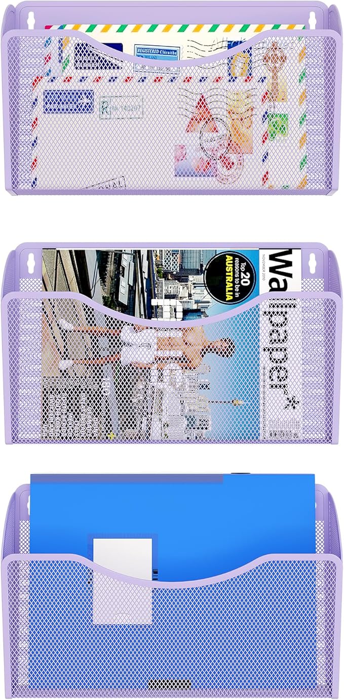 EasyPAG 3 Single Pocket Wall File Organizer, Mesh Hanging File Folder Organizer - Image 3