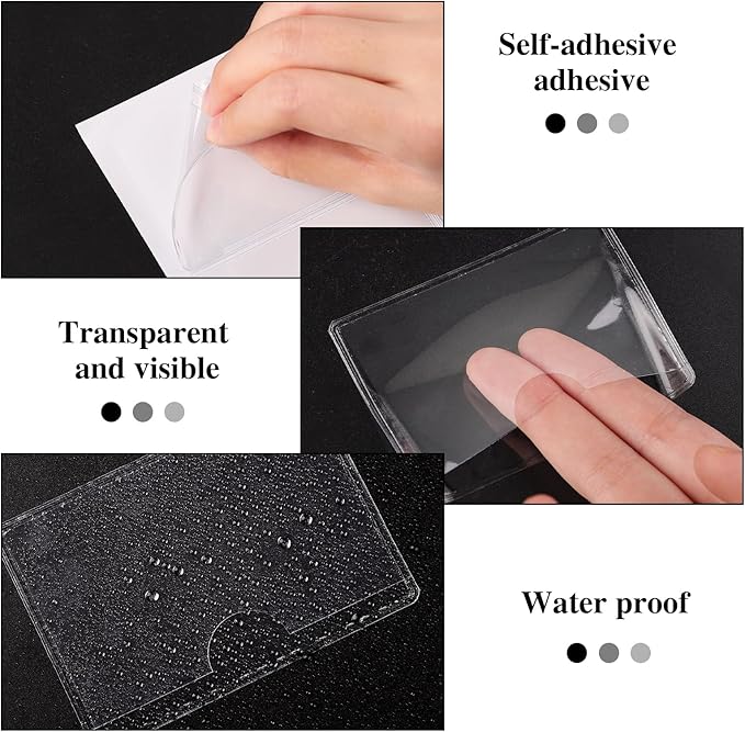 36 Pack 2" x 3" Index Card Holder Adhesive Plastic Label Holders Clear Tote Bag - Image 4