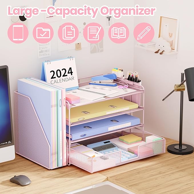 OPNICE Desk Organizer, 4-Tier Desktop File Organizer - Image 3