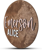 Custom Round Nursery Name Sign, Personalized Wooden Wall Plaque, Baby Shower - Image 2