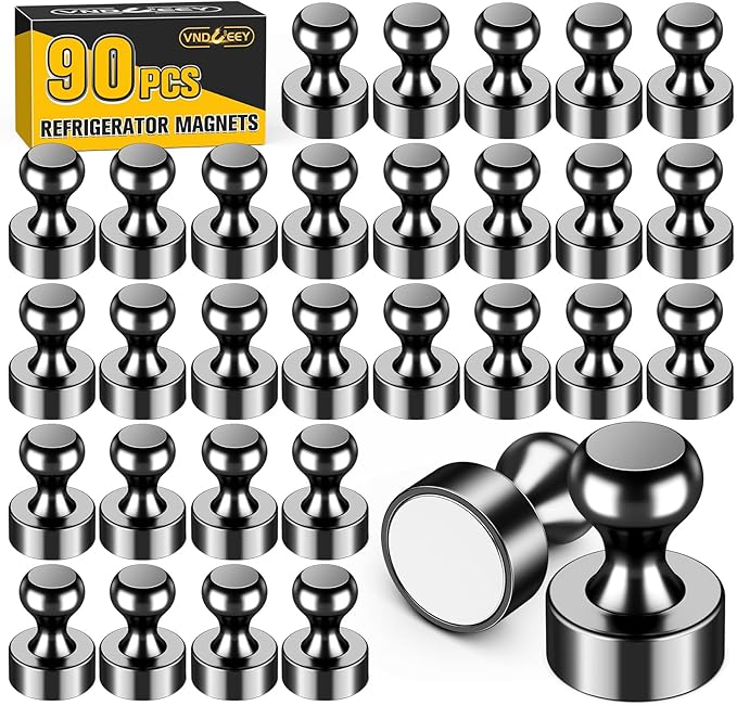 VNDUEEY 90 Pack Black Fridge Magnets, Refrigerator Magnets Strong Magnets by VNDUEEY