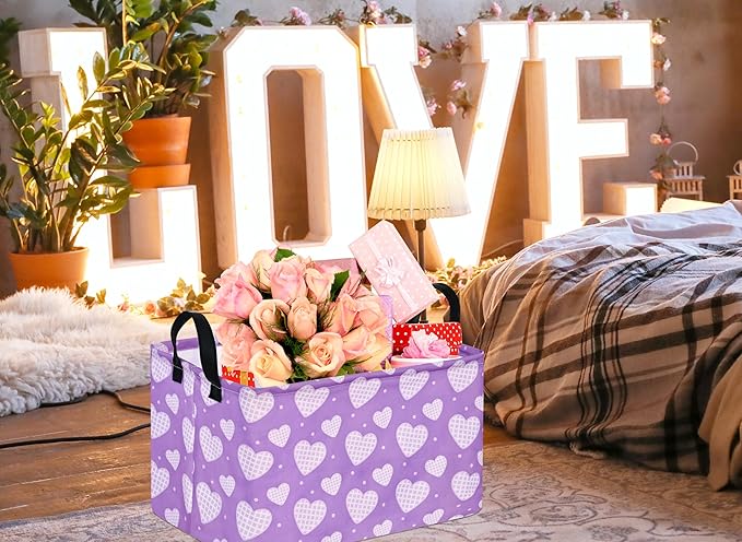 FUULOXE Rectangular Valentines Basket Storage Bin - Image 2