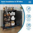 Metal Storage Cabinet, 36" Locking Cabinet with Adjustable Shelves for Garage, Office (Black)