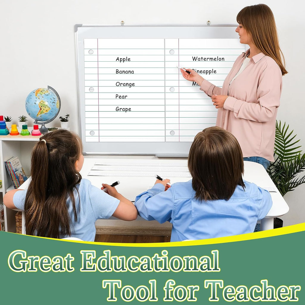 Chinco 4 Pcs 21.5 x 16" Giant Magnetic Lined Paper for Whiteboard Magnetic Dry Erase Notebook Paper for Classroom Elementary Must Have Erasable Writable Handwriting Homeschool Teaching Supplies