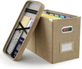 Oterri File Organizer Box with Lid, Hanging Filing File Box with Mesh Pocket by Oterri