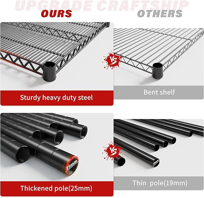 REIBII 82.6" H*60''W*17.7" D Steel Heavy Duty Wire Shelving - Image 7