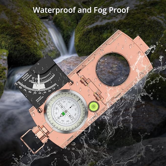 Anbte Compass Hiking Survival, IP65 Waterproof Metal Compass - Image 3