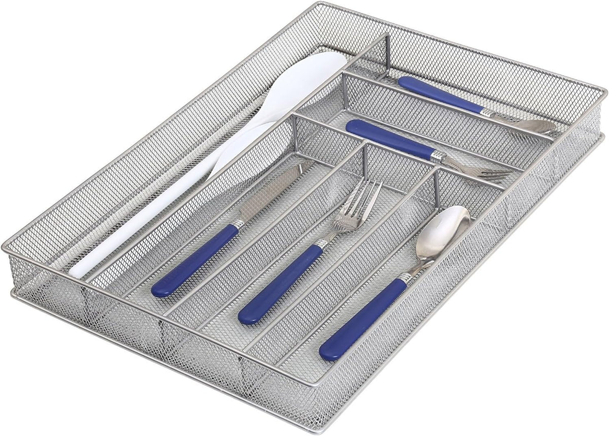 YBM Home Metal Silverware Organizer for In-Drawer Cutlery Storage, 6 Compartm...