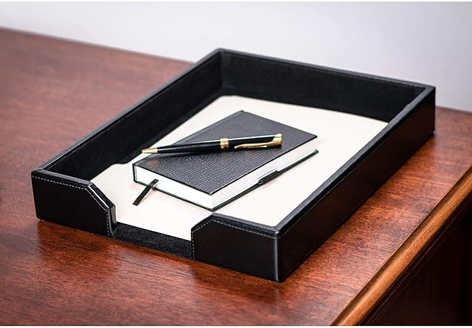 Dacasso Bonded Leather Desktop Tray Luxury Letter Holder & Paper Organizer - Image 2
